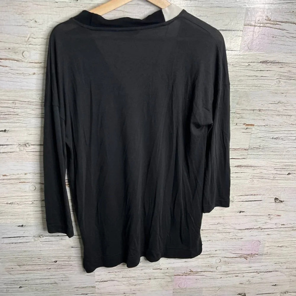 Banana republic black blouse long sleeve top white size small - Picture 8 of 9